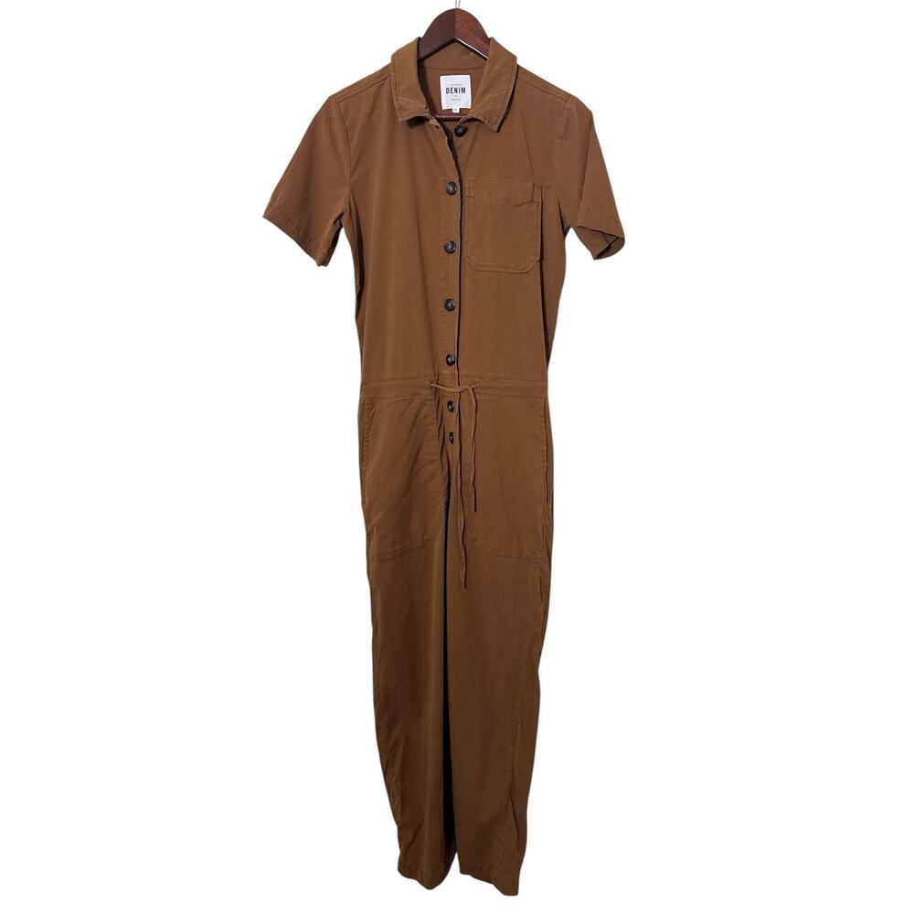 Sezane Bennie Jumpsuit Denim Coffee Brown Button-Up Size 36 / US 4